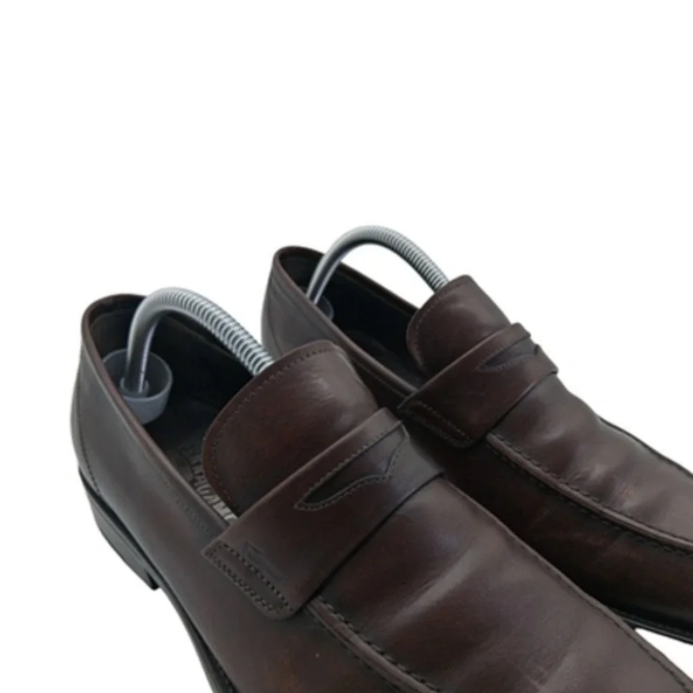 Salvatore Ferragamo Shoes Mens Size 9 Brown Leather Dress Loafers Made Italy EE
